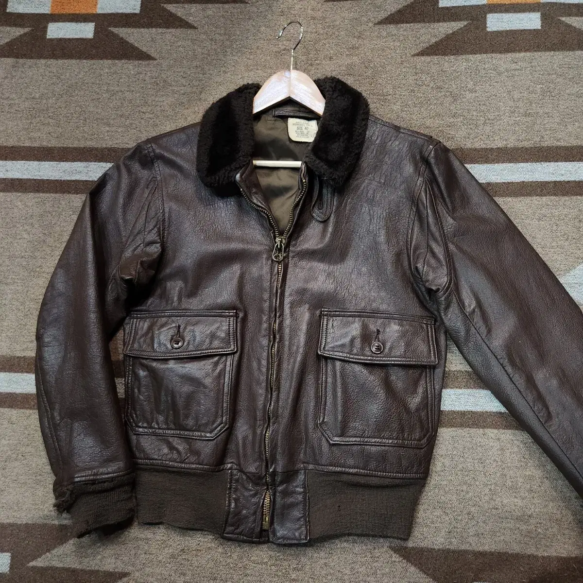 Weekend Sale) Original US Army 70s Brillbros G-1 Leather Jacket 40