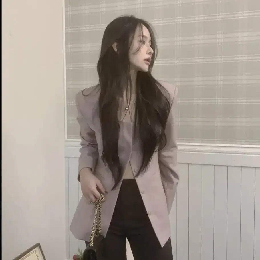 오디에스ODS jackie u neck jacket 재키 자켓 소프트핑크