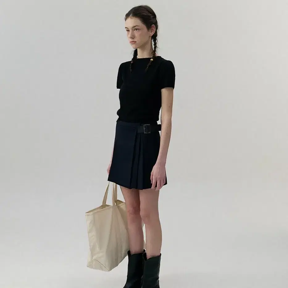 The Barnnet Buckle-Strap Pleated Skirt