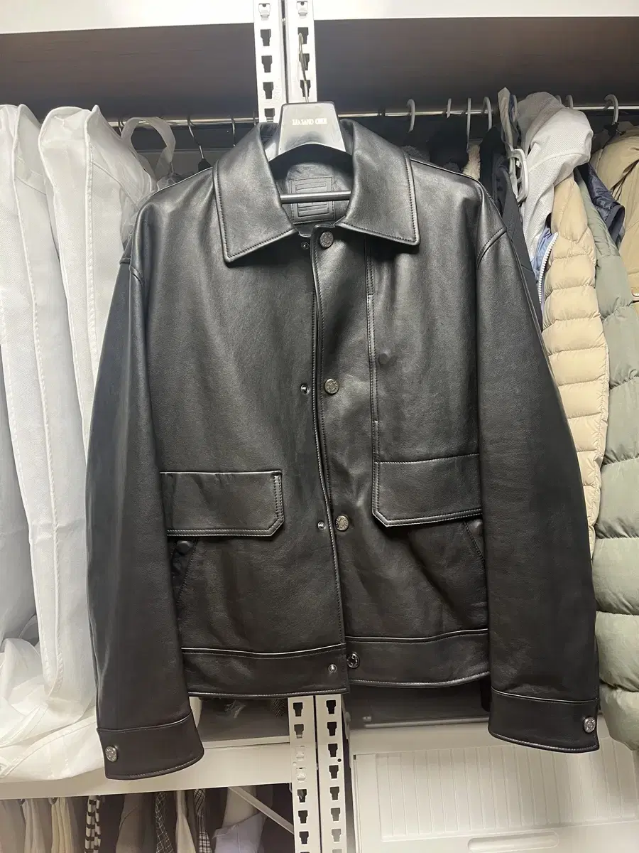 System Homme 22FW Lambskin Leather Jacket 95