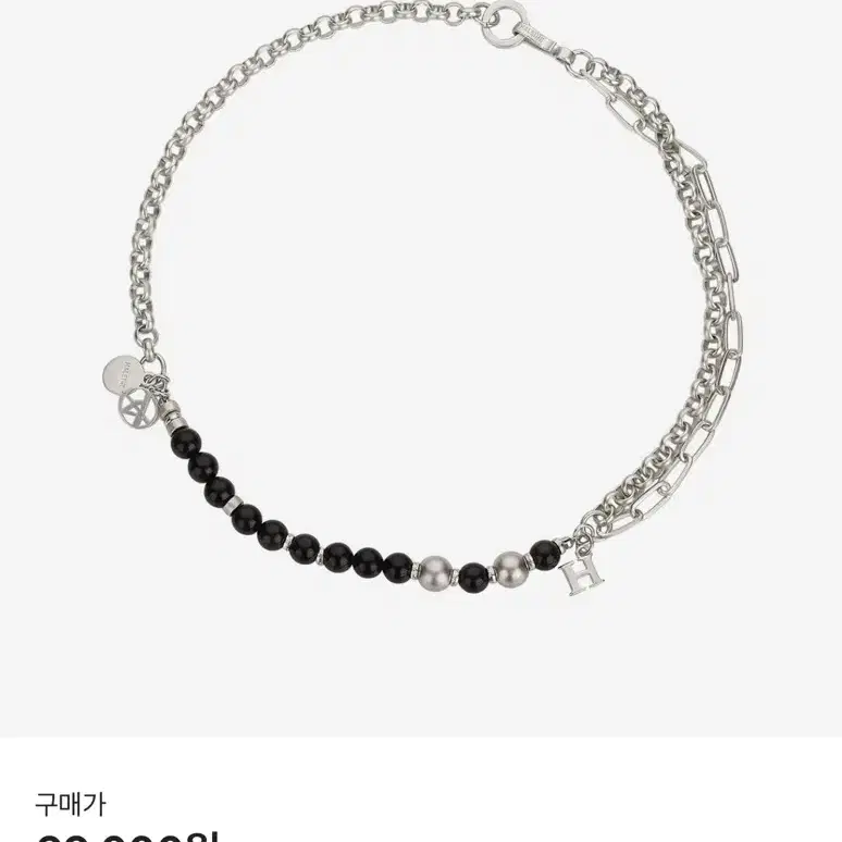 알렌느/ Gemstone metal mix necklace/ one si