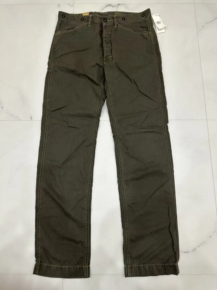 [36]New RRL Off-White Cotton Linen Herringbone Pants