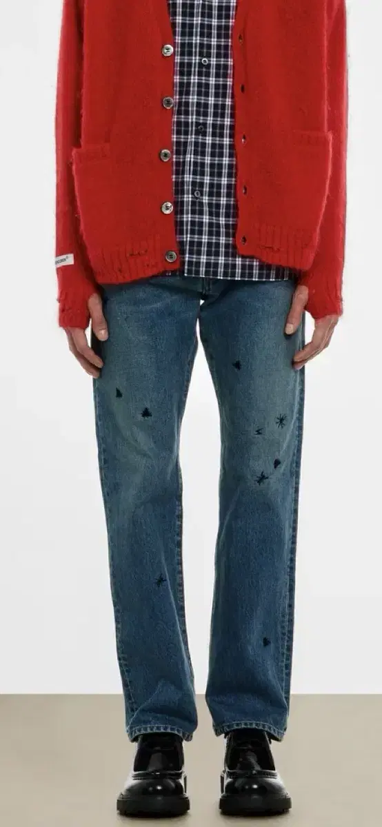 Undercover Bug Embroidered Denim Jeans