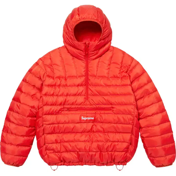 Genuine S~XL Supreme Micro Down Half Zip Hooded Pullover Orange 24FW