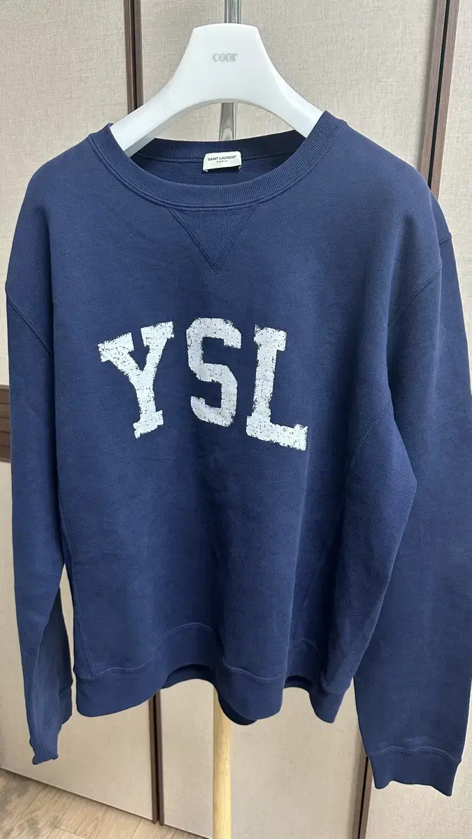 Saint Laurent YSL Vintage Logo Navy Man-to-Man XXL