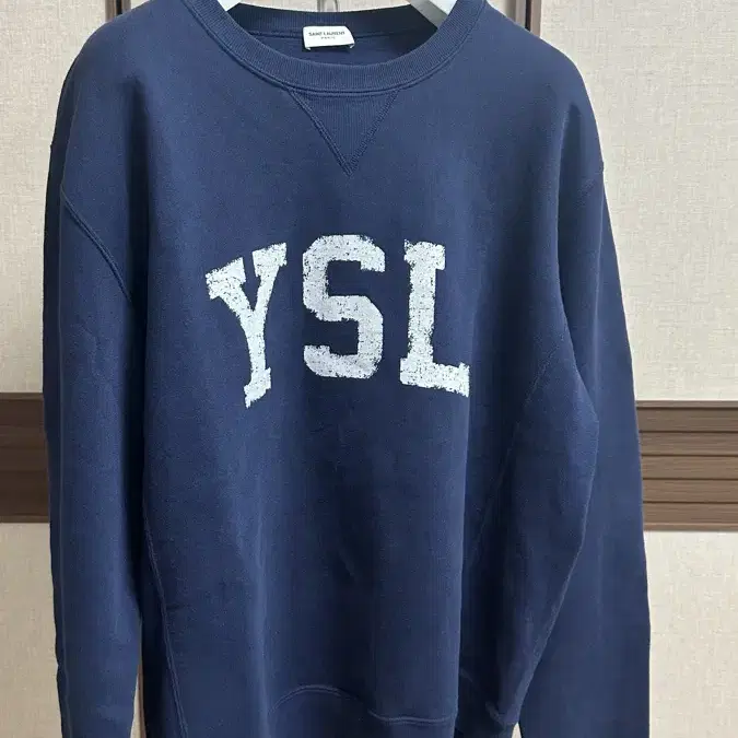 생로랑 YSL 빈티지 로고 네이비 맨투맨 XXL