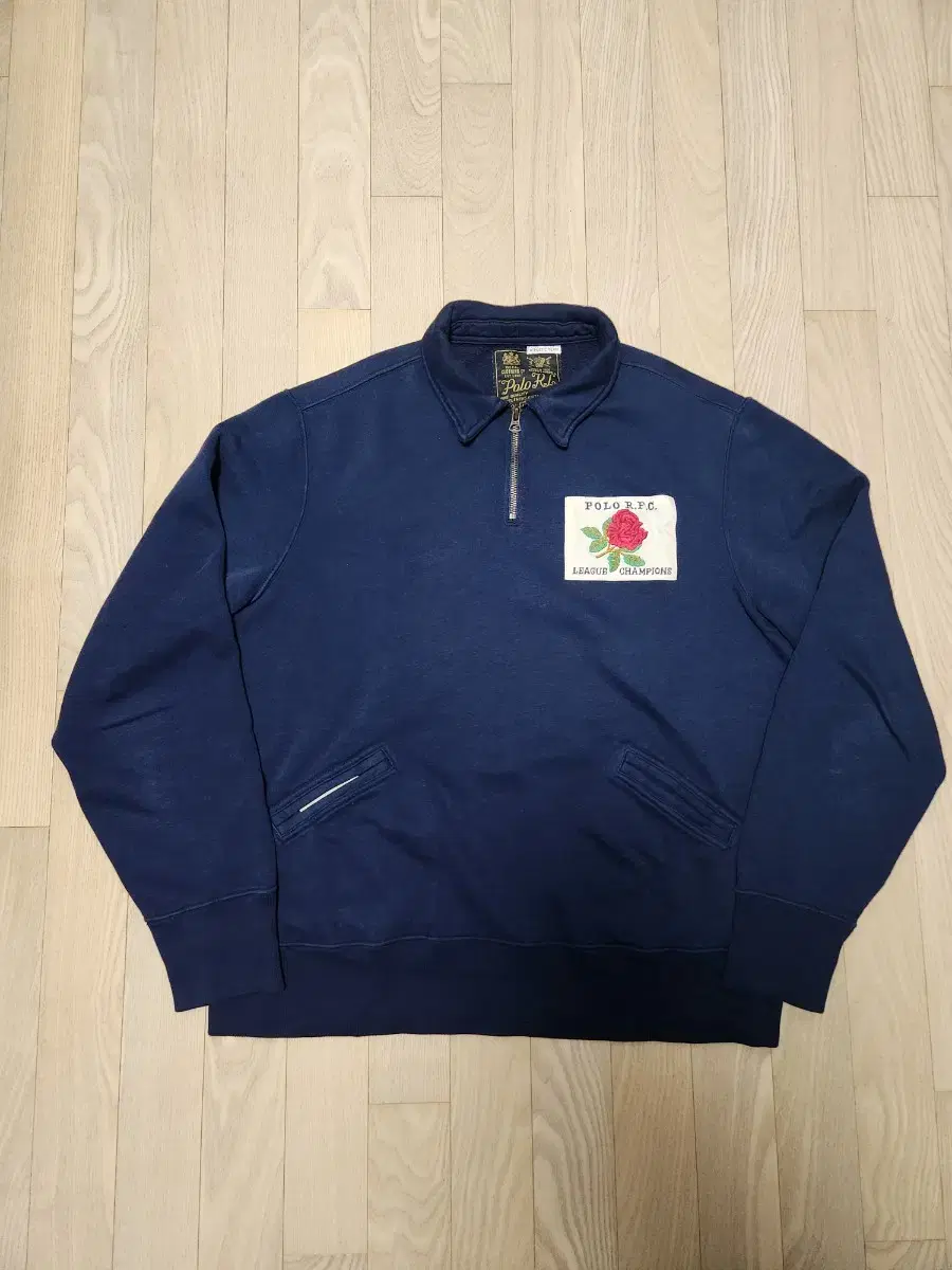 L) Polo Ralph Lauren Logo Patch kara Half Zip Navy