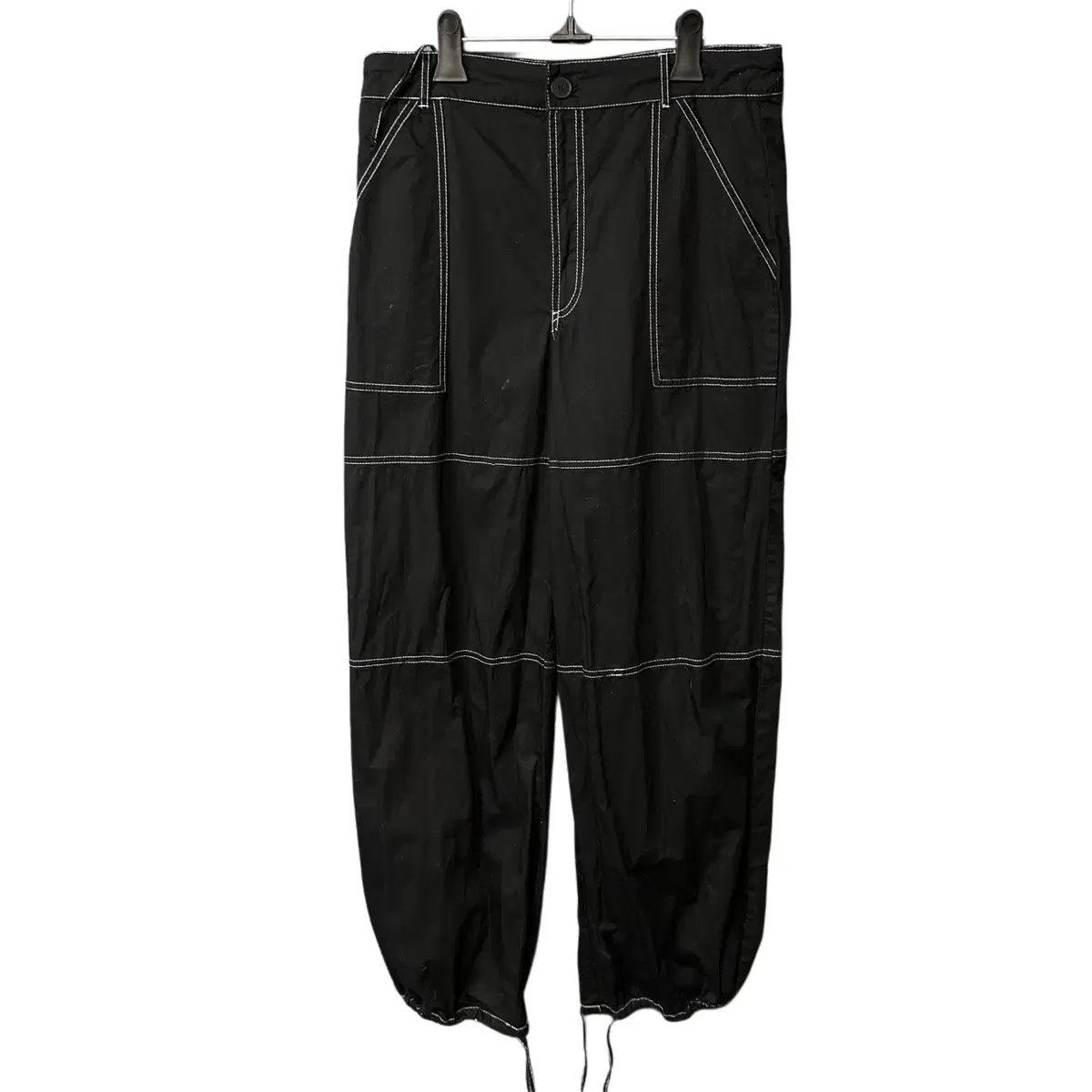 L Zara Black Stitched String Pants