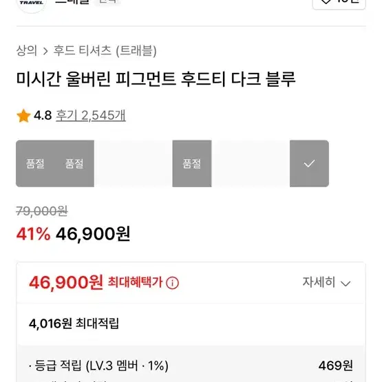 트래블 미시간 후드티