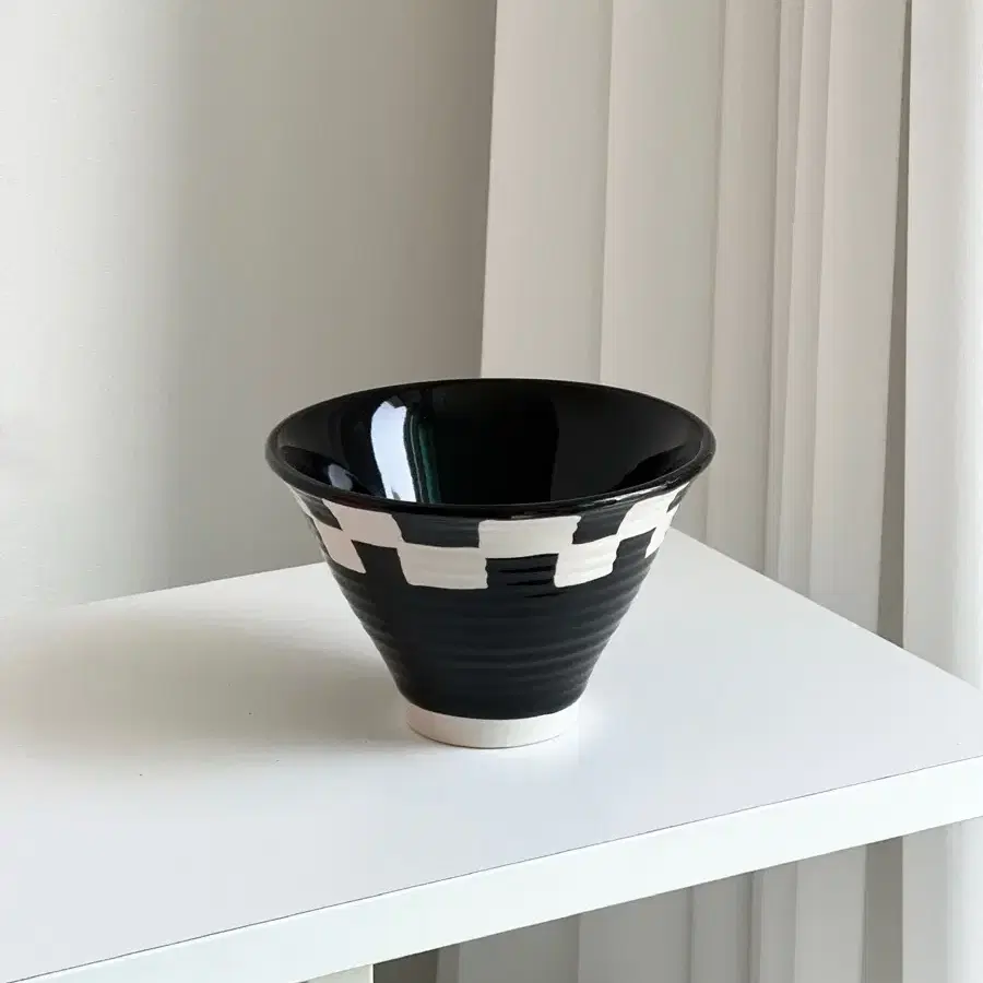 Black Checkerboard bowl / 밥공기 덮밥그릇 시리얼볼