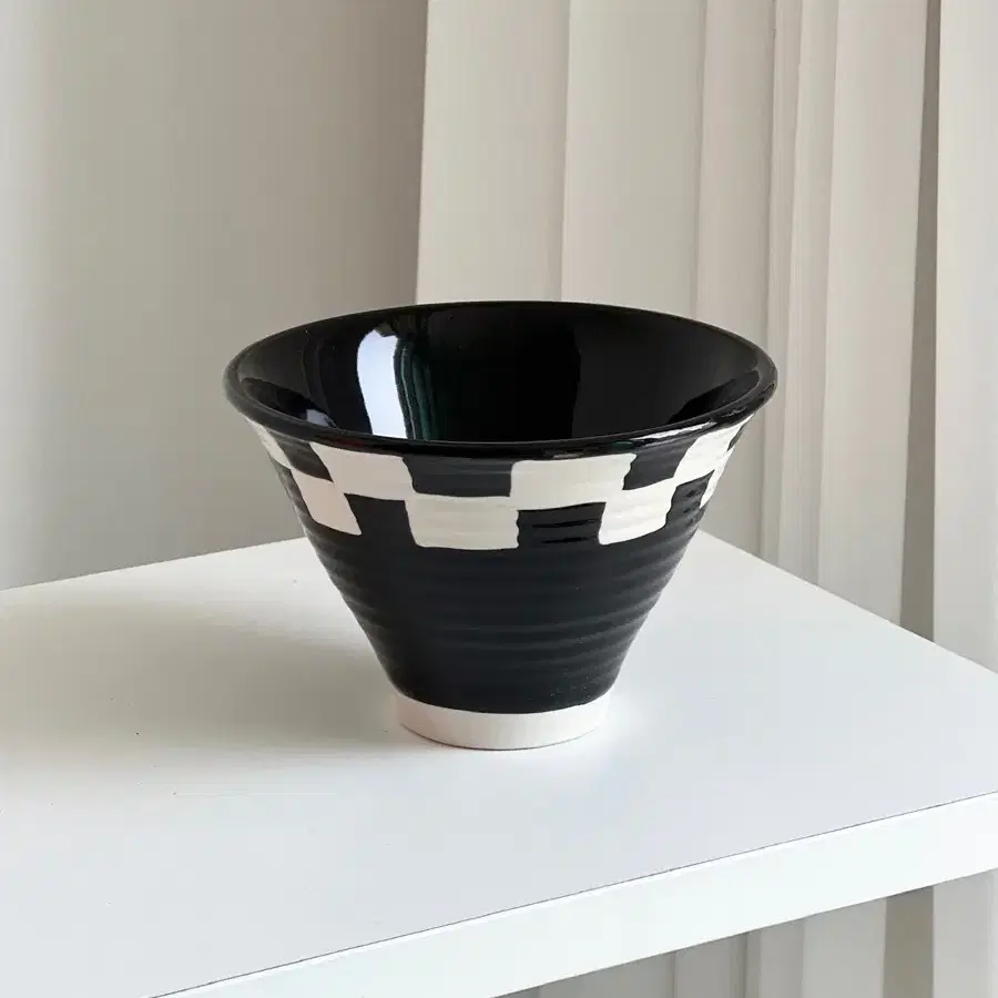 Black Checkerboard bowl / 밥공기 덮밥그릇 시리얼볼