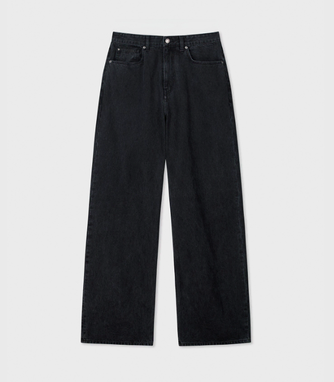 (Mended)Belle Truewide Denim Pants Washed Black XS