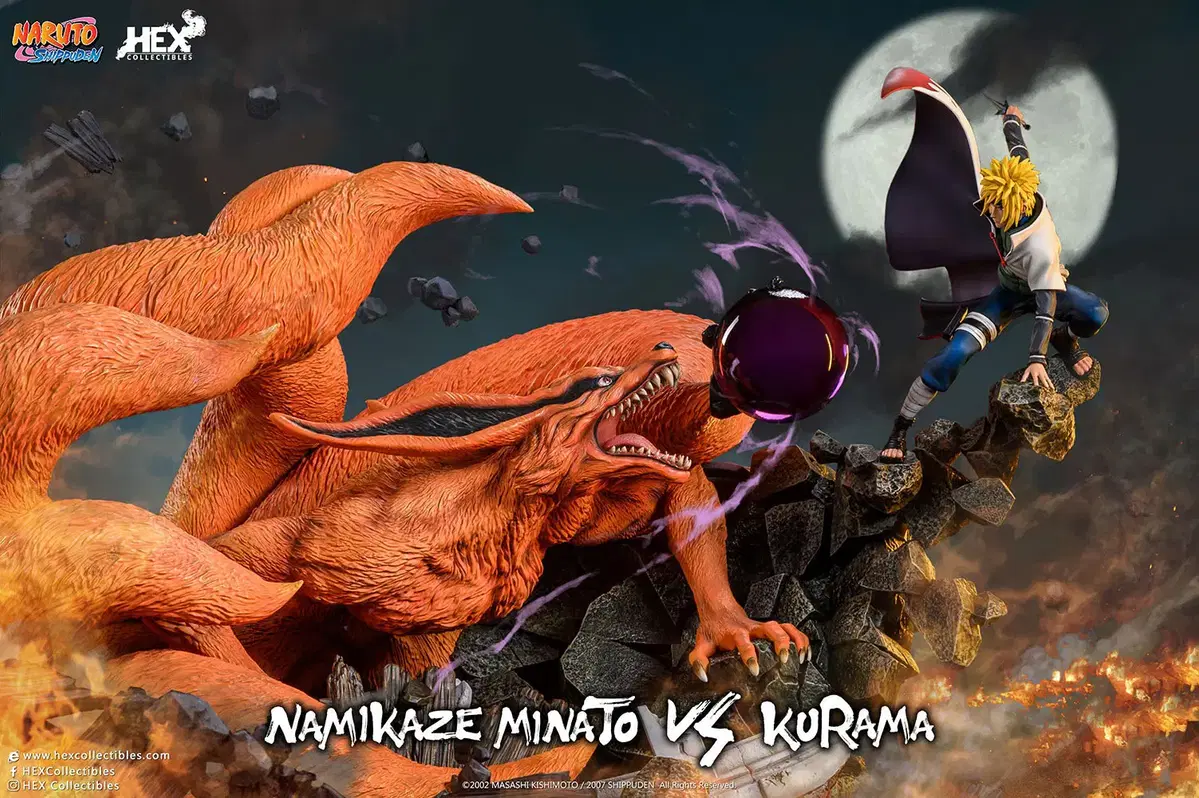 HEX Naruto Resin Statues - 4th Hokage Namikaze Minato vs 9th Mi Kurama