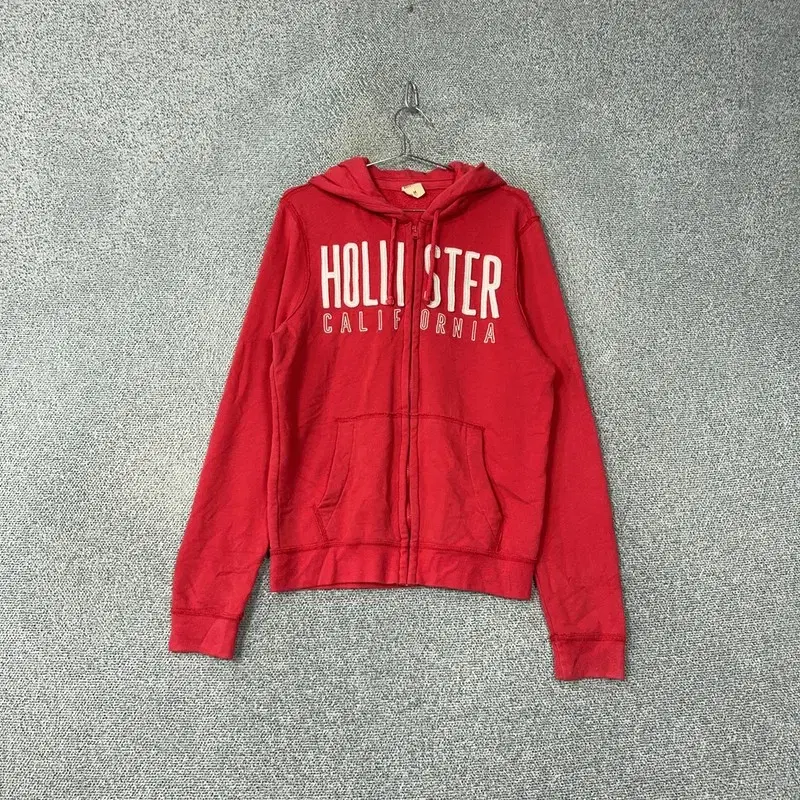 Hollister embroidered logo red hoodie zip-up M