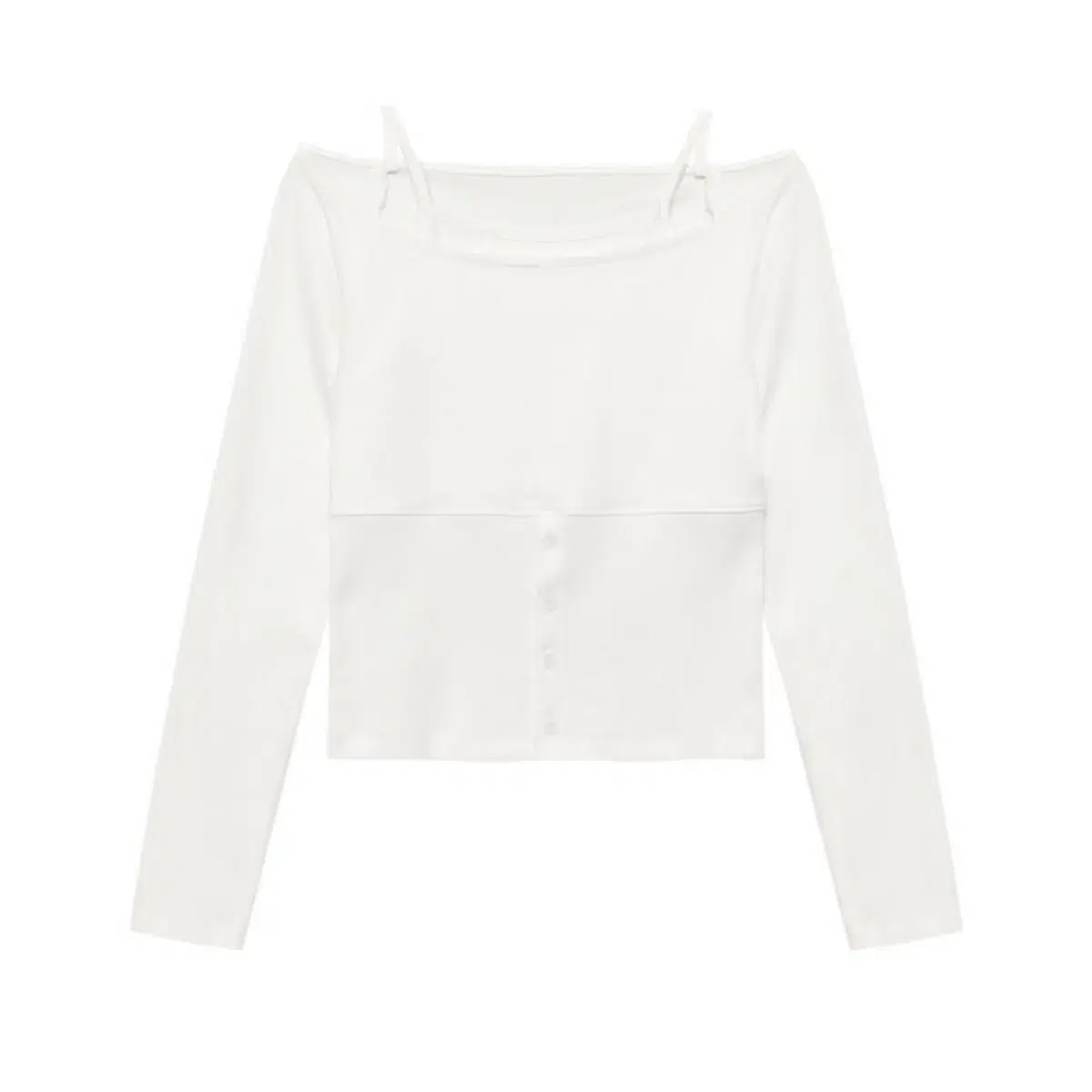 에트몽 layered button t-shirt white