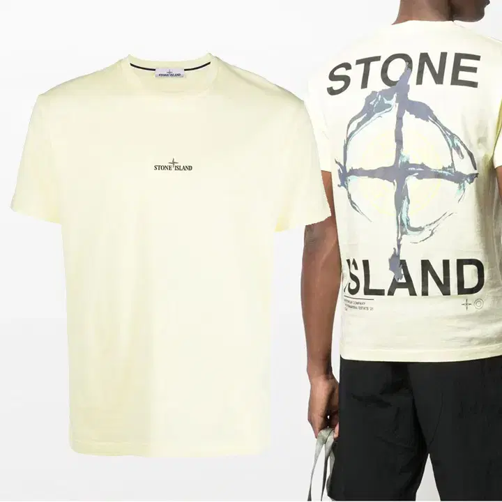 [Stone] Front Back Logo Printed Short Sleeve T-Shirt 74152NS85 V0031