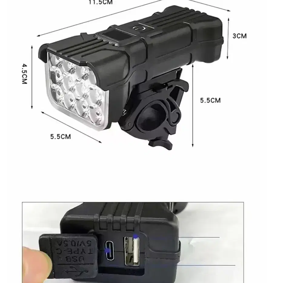 가격인하 미사용 12LED전조등+전자벨+후미등+보조 배터리