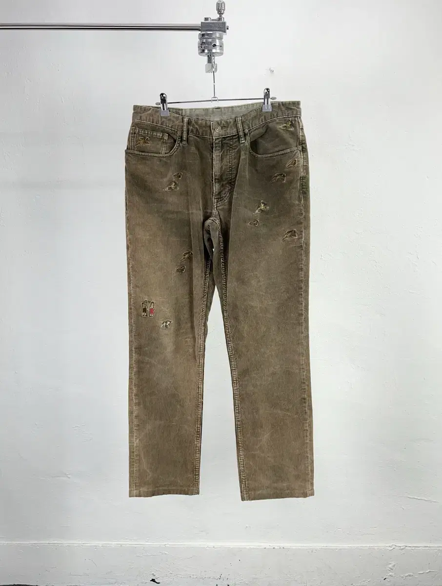 Polo Ralph Lauren Ready-to-Wear Brown Bird Embroidered Corduroy Trousers