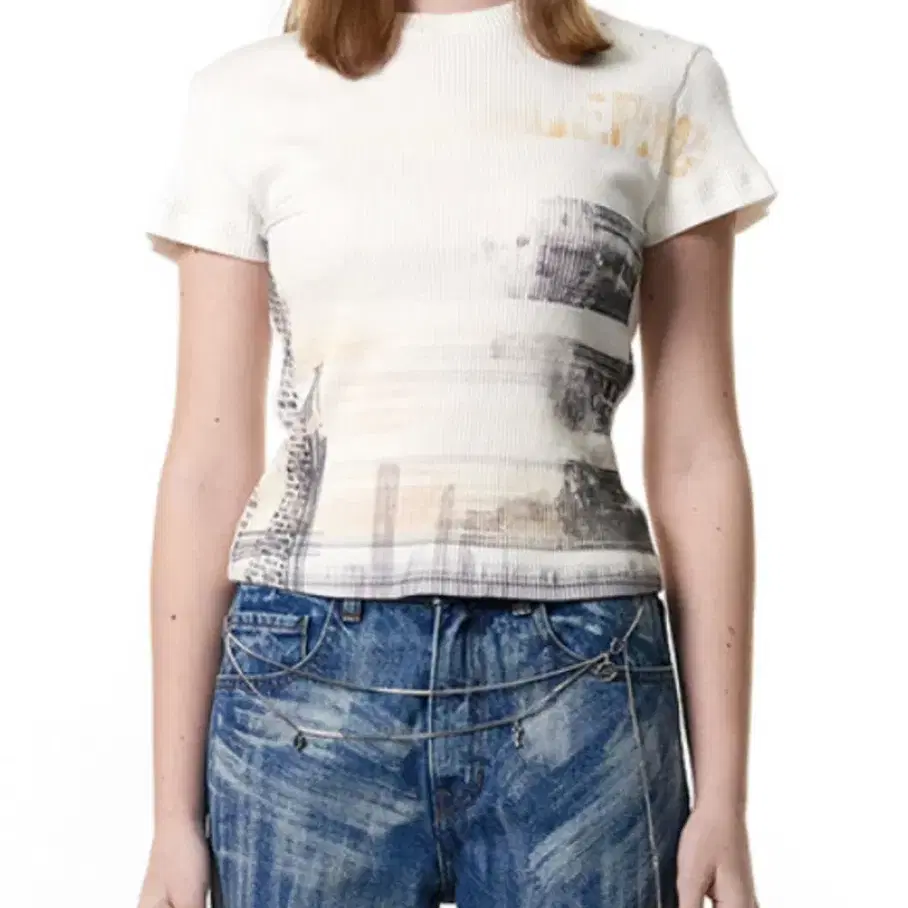 CERRIC CITY PRINT HALF TOP / IVORY