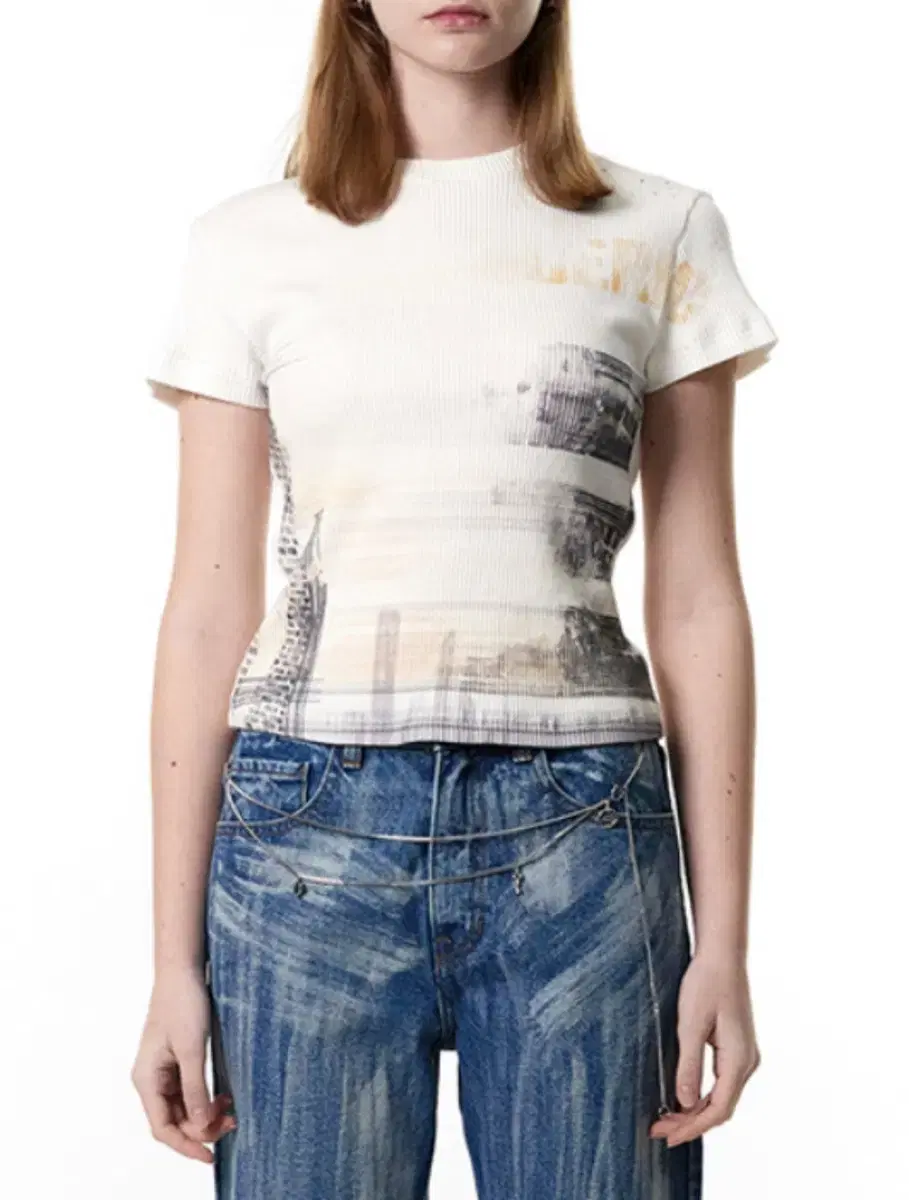 CERRIC CITY PRINT HALF TOP / IVORY