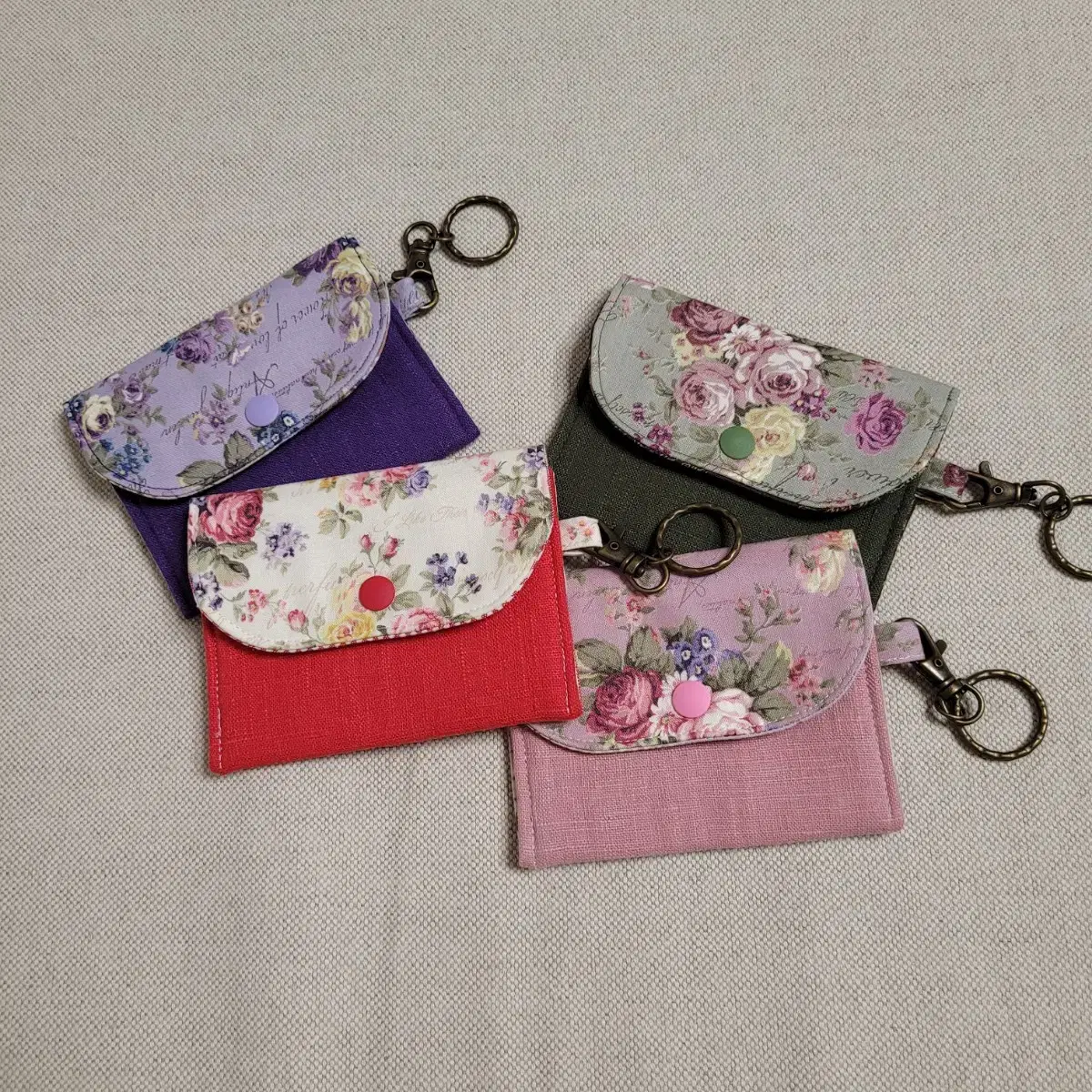 Linen Flower kard wallet, business card wallet, coin wallet