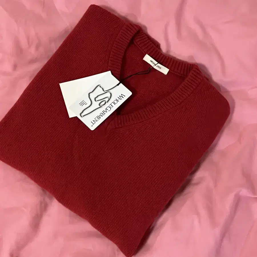 아카이브제이투유 mink wool v-neck knit (red) 니트