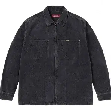 Genuine Large L Supreme Washed Corduroy Zip Up Shirt Black 24SS Shirt Jacket