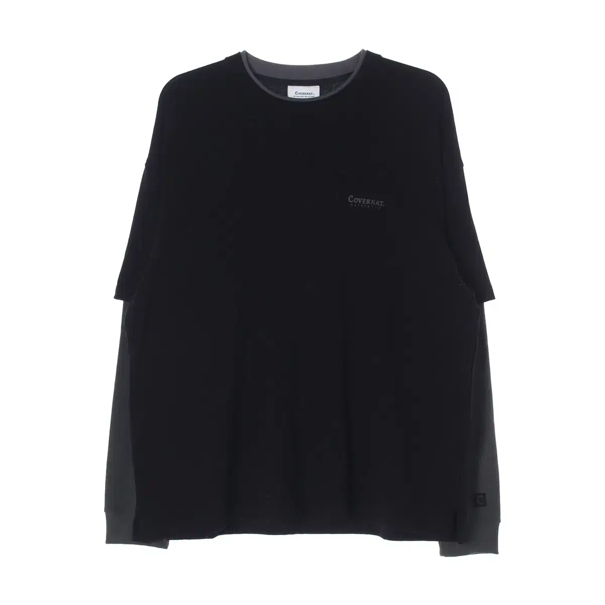 [L]Covernat Black Charcoal Layered Long Sleeve T-Shirt