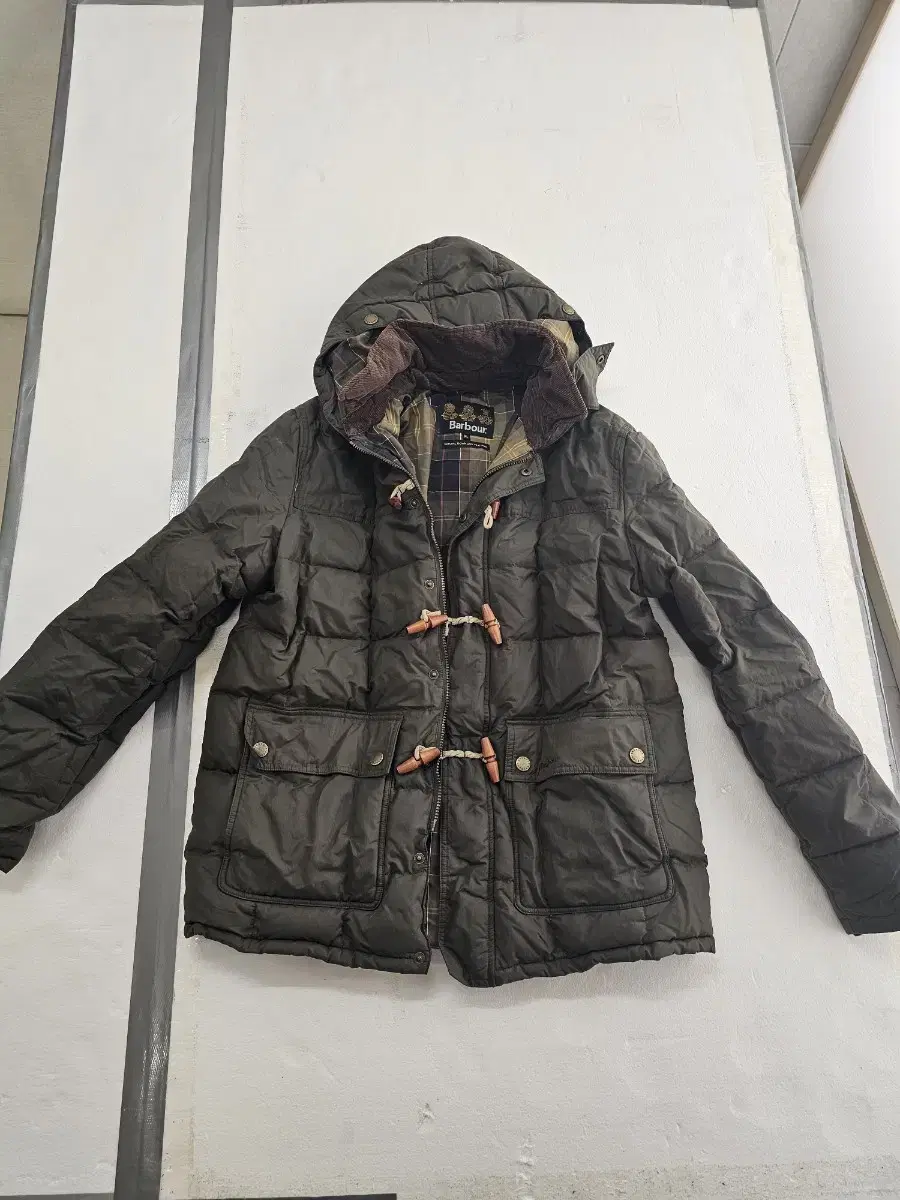 Barbour Goose Padded Wax Jacket XL 105 Sage Olive