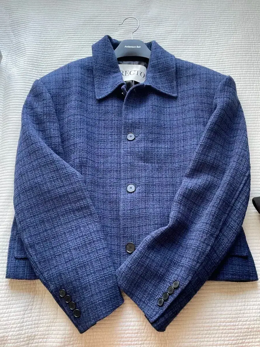 (L) Recto Tweed Jacket Ink Navy