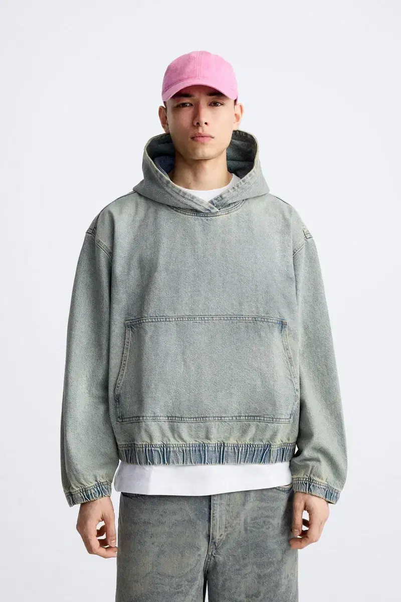 Zara Zara Denim Hooded Sweatshirt m