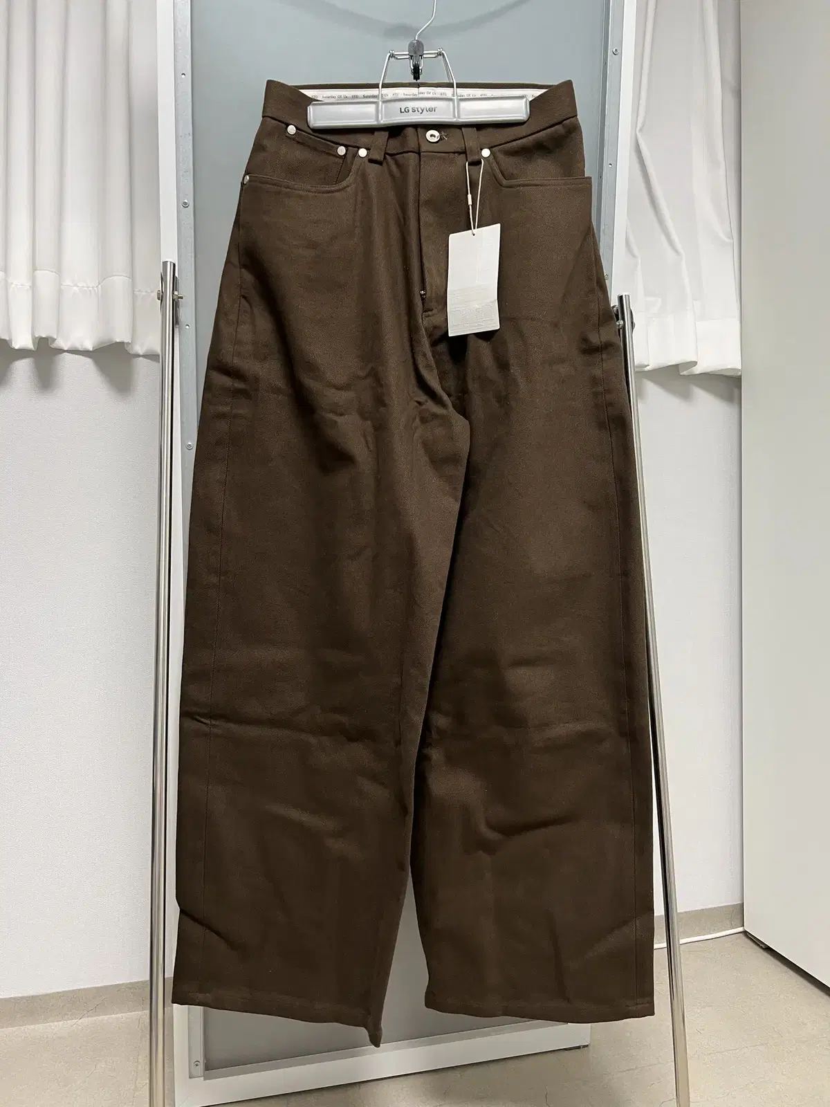 [S] STU 23FW Wide Cotton Pants Brown