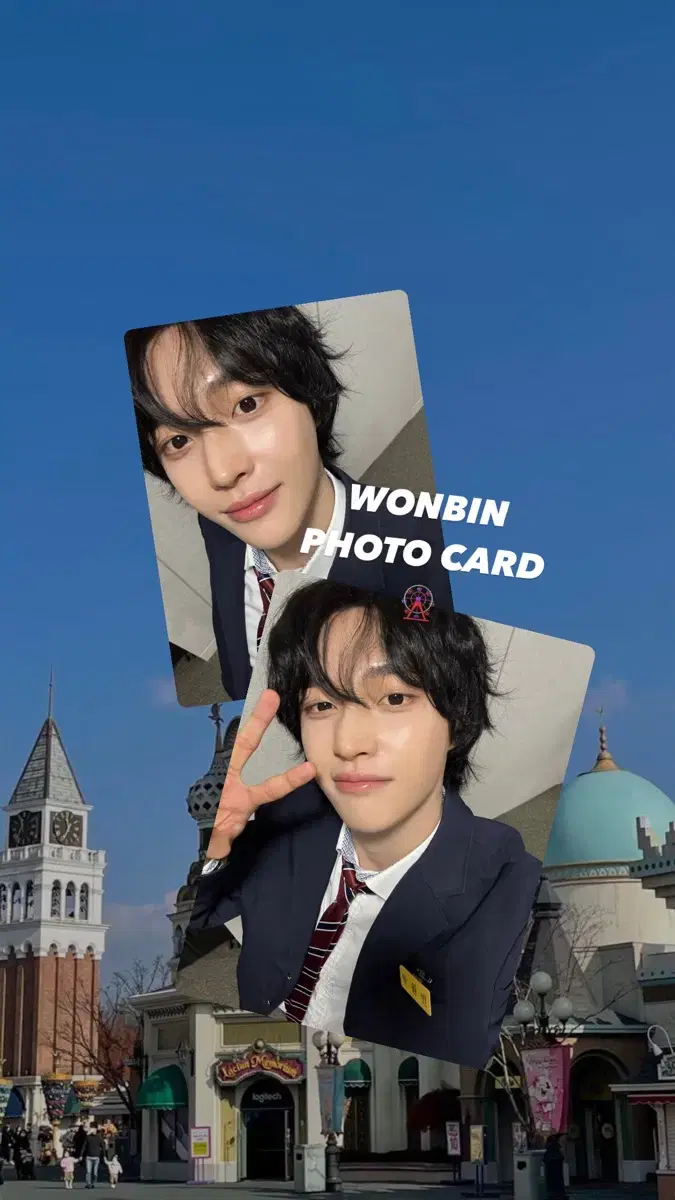 <3+1,무배>Rize wonbin navy blue school uniform double-sided photocard/pocard