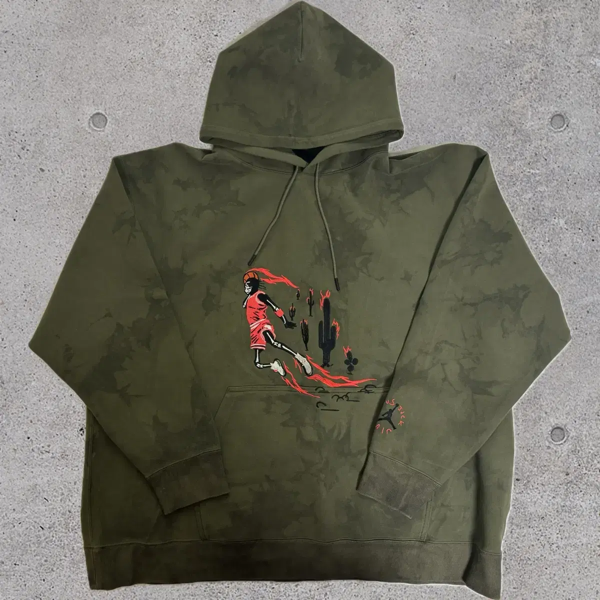 Jordan Travis Scott Washed Suede Hoodie Medium Olive 3XL