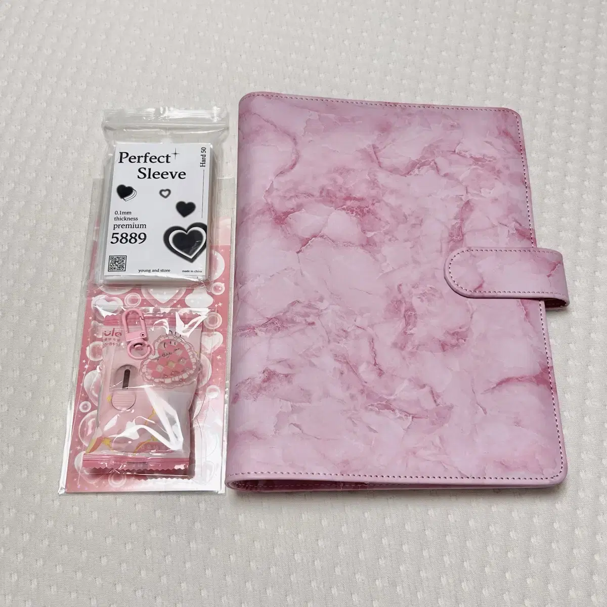 Young & Store A5 6-hole macarons binder diary marble pink photocard sleeve