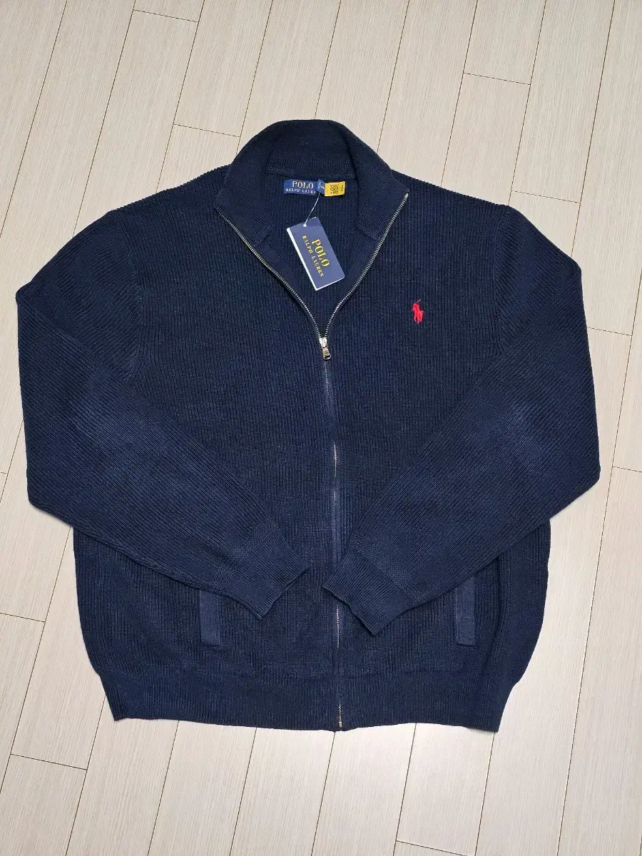 [XXL] Polo Knit Zip-up Navy