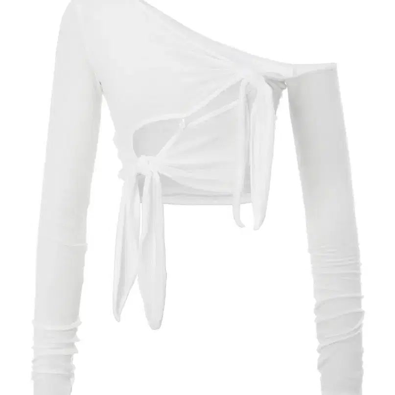 쓰리타임즈 Tied one-shoulder cardigan (white)