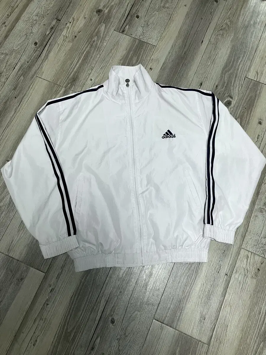 90s Adidas Old School White Gum White Windbreaker