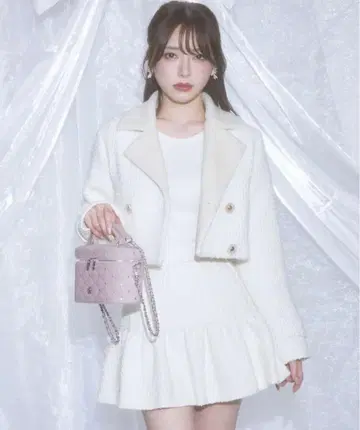 미셸 마카롱 화이트 트위드 셋업