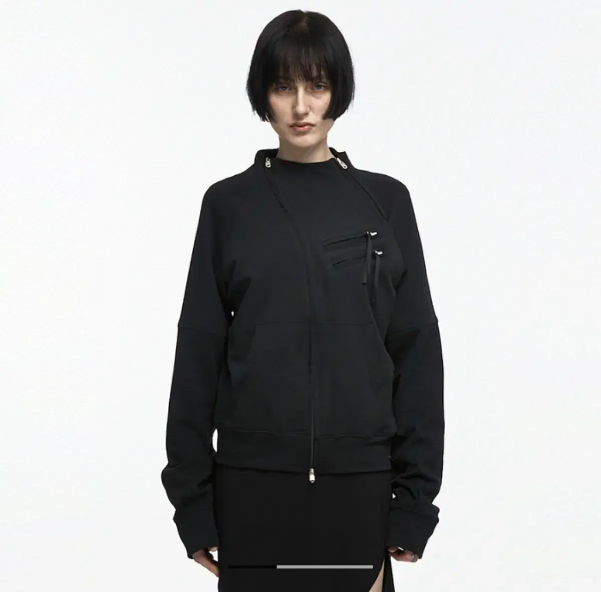 나체(NACHE) ZIP DETAIL TRACK JERSEY BLACK