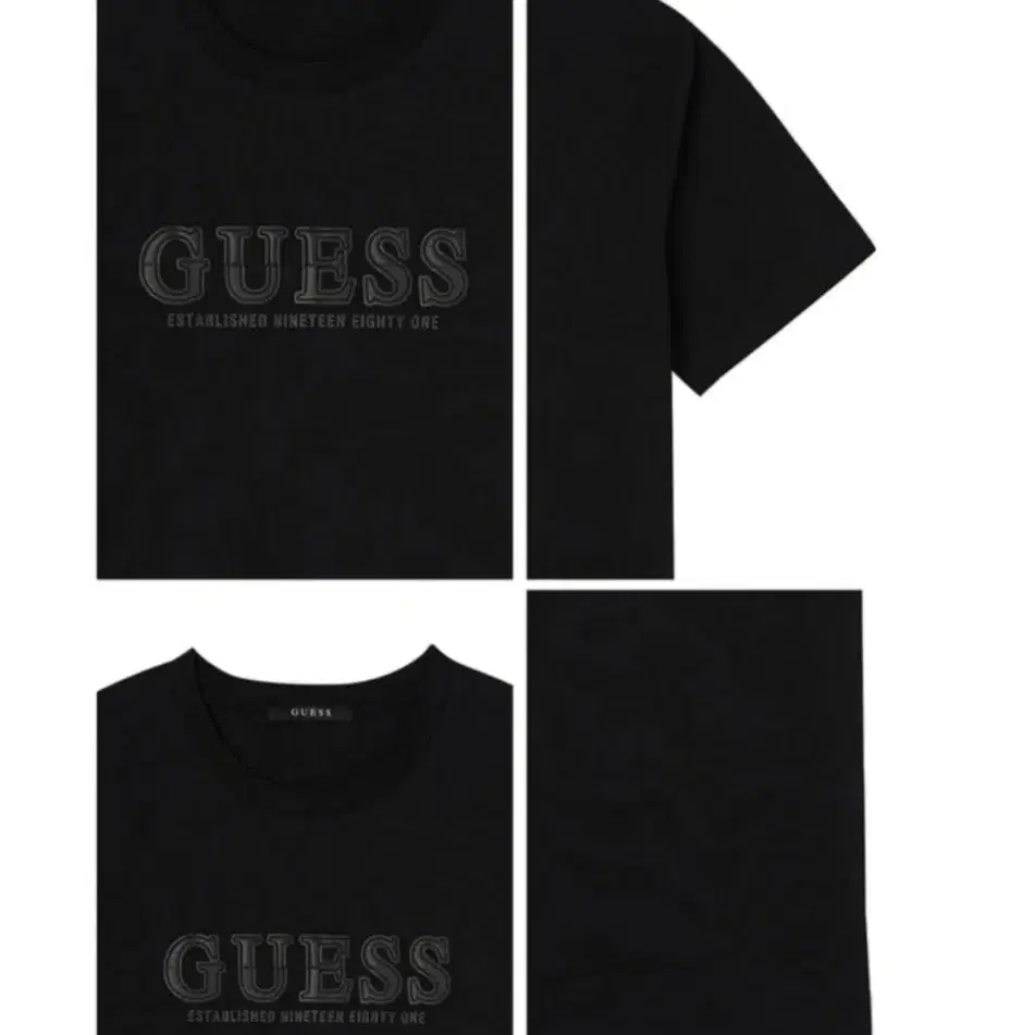 [새상품]유니 이중라인 GUESS 로고 게스반팔티  블랙 XL