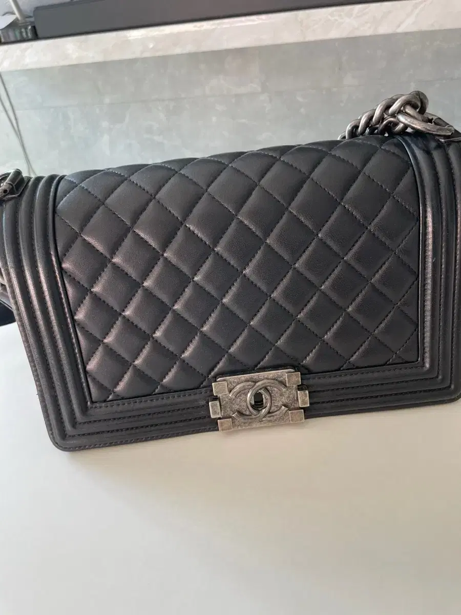 Chanel Boy Bag Medium Black Silver