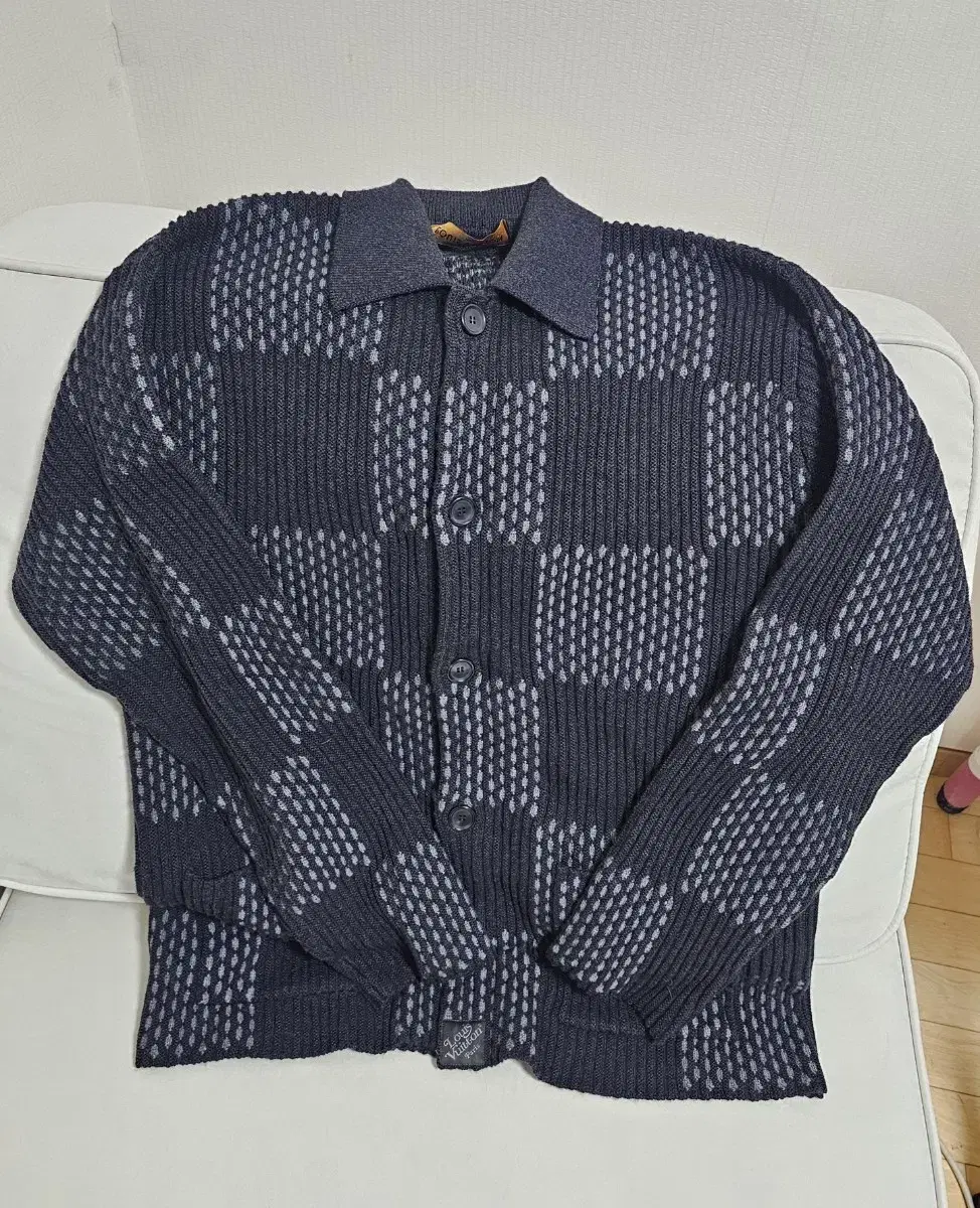 [Men's Genuine M] Louis Vuitton Giant Damier Ribbed Cardigan