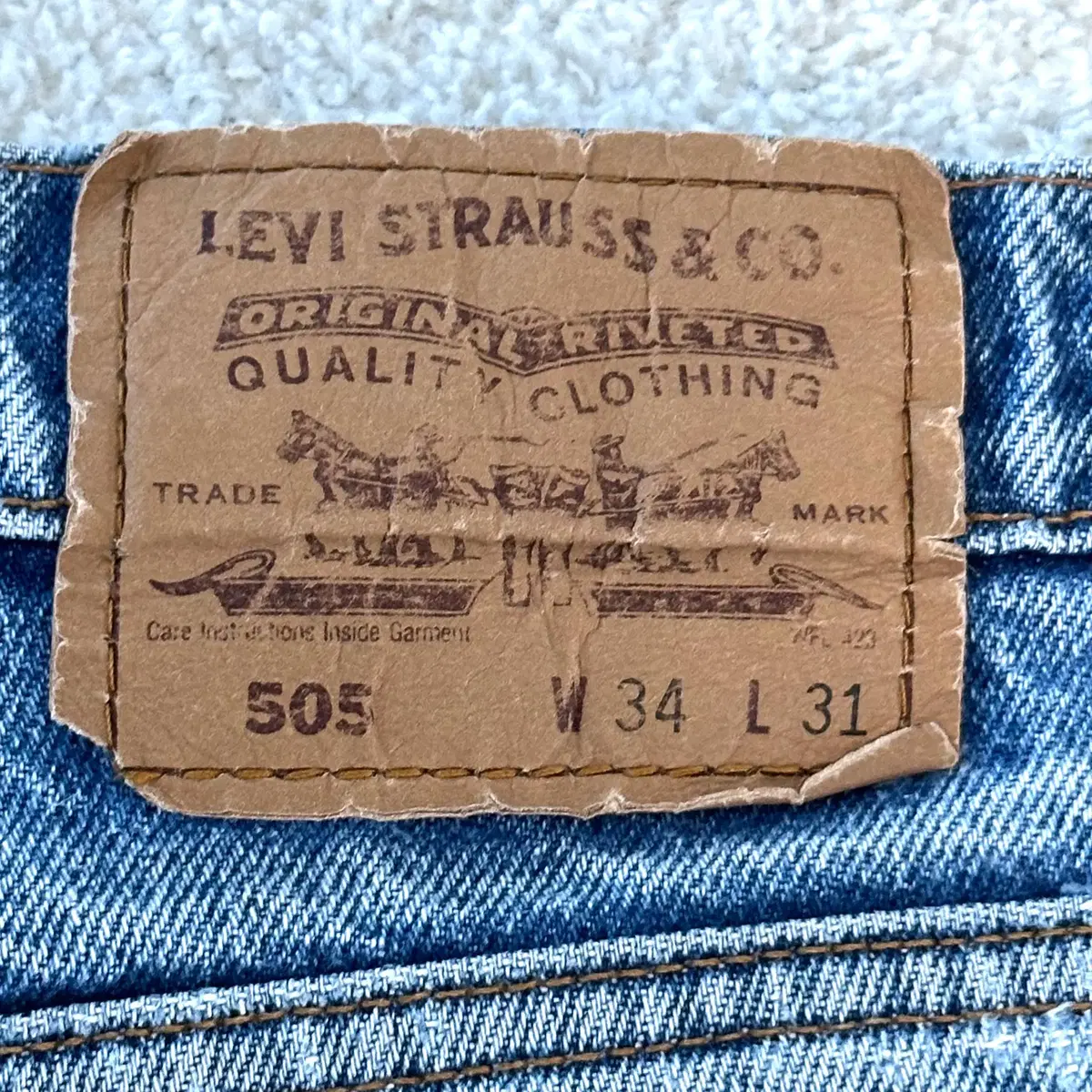 90s Levis 리바이스 505 중청 오렌지탭 데님 팬츠 (34)