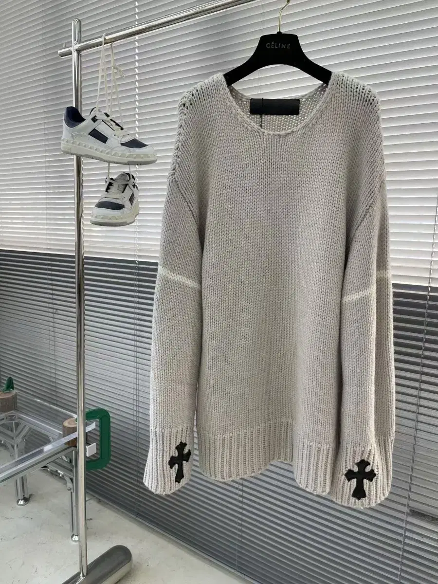 Chrome Hearts Gray Knit Round Sweater