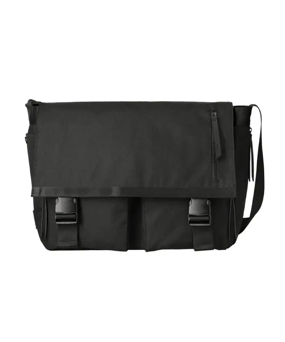 dual pocket messenger bag / black