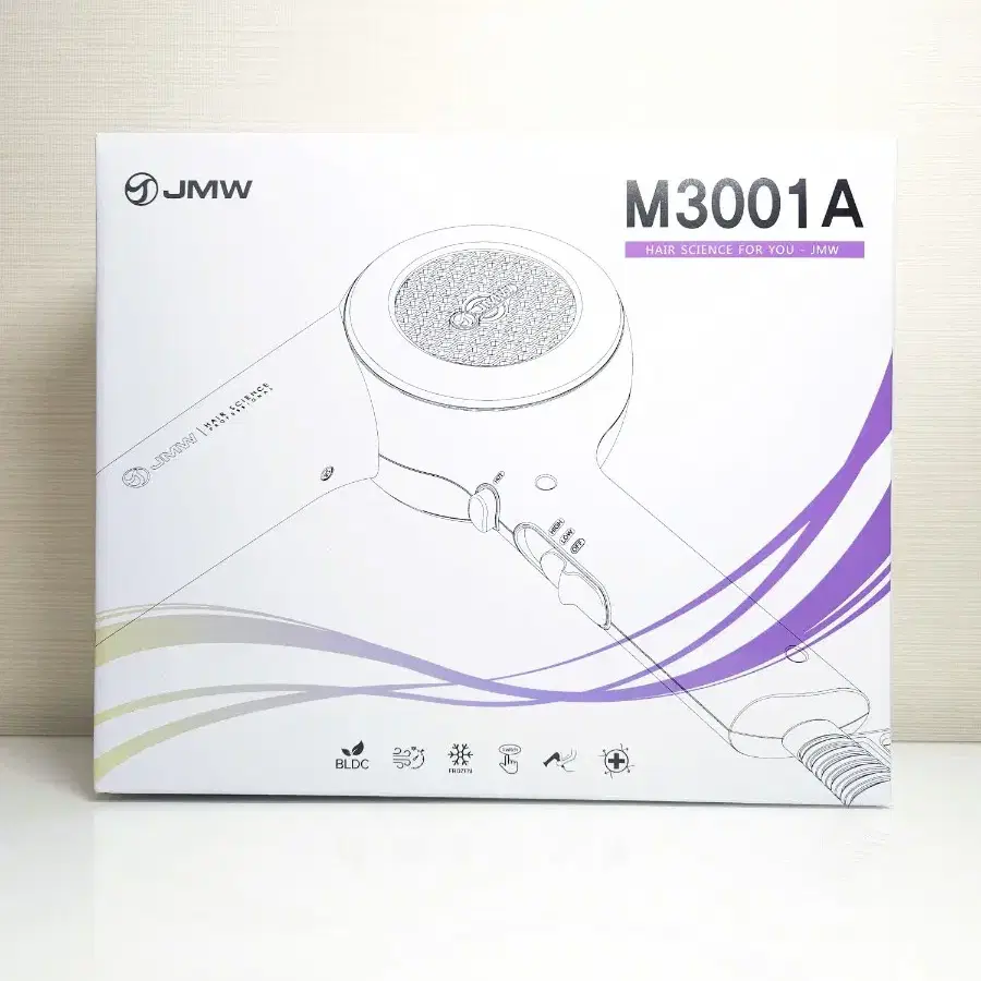 JMW BLDC 터보 항공모터 미용실 드라이기 M3001A 퍼플