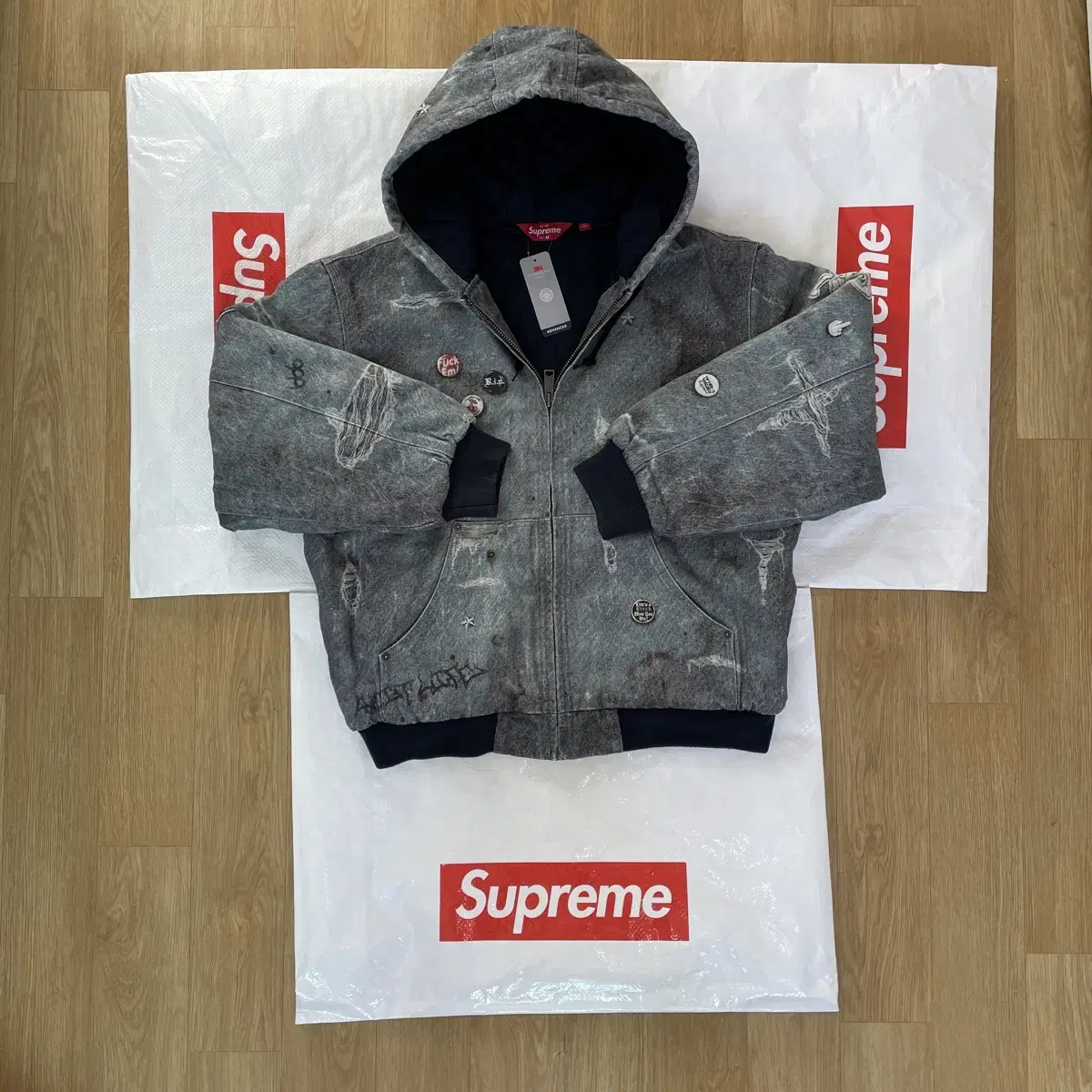 Supreme HJR Trompe L'oeil Hooded Work Jacket Bloo