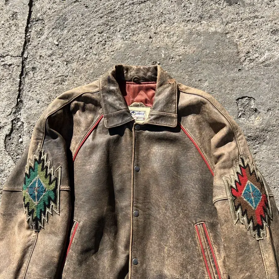 AVIREX LEATHER INDIAN CHIEF 아비렉스 가죽바시티자켓