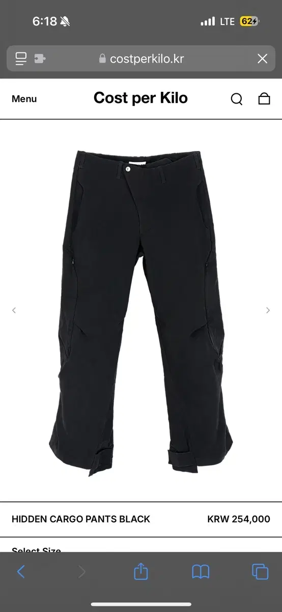 Costerquillo Hidden Cargo Pants Black XL